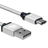 USB C, Veckle Type C 6.6 Ft USB Type C to USB Braided Cable for Samsung Galaxy S8, Pixel, LG G5, Nexus 5X, Nexus 6P, OnePlus 2, Nokia N1, Nintendo Switch and More USB C Ports, Silver