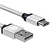USB C, iOrange-E Type C 6.6 Ft USB C to USB Braided Cable for Samsung Galaxy S8, Pixel, LG G5, Nexus 5X, Nexus 6P, OnePlus 2, Nokia N1, Nintendo Switch and More USB C Ports, Silver