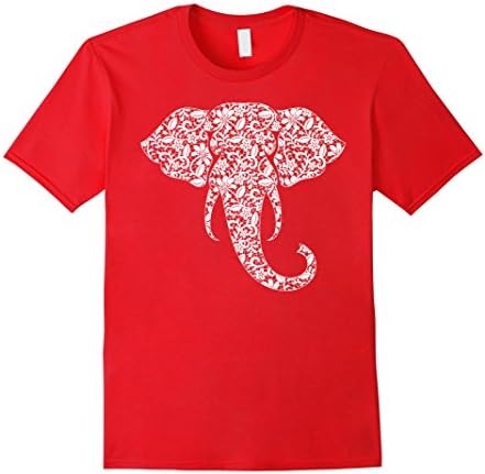 White Lace Elephant Tee Shirt T-Shirt - Male Medium - Red
