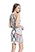 VertHome Sleeveless Halter Neck Mini Dress Geometric Pattern Sheath Dress White