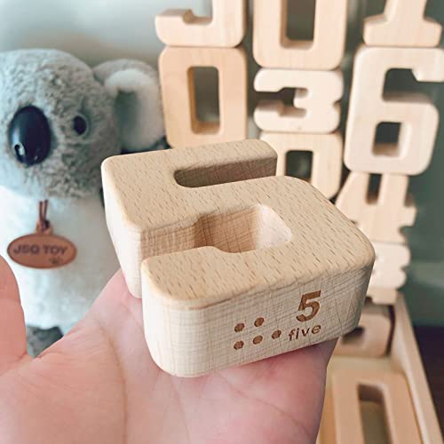 MerryHeart Wooden Montessori Number Blocks, Large 110 Numbers Stacking