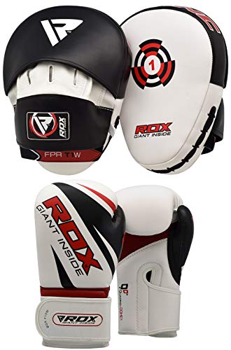 RDX Boxing Pads and Gloves Set | Hook and Jab Target Focus Mitts with Punching Gloves | Hand Pads for Muay Thai, Kickboxing, MMA, Martial Arts, Karate Training | Coaching Padded Strike Shield