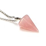 Smilestyle Natural Rose Quartz Gemstone Crystal Healing Chakra Reiki Silver Stone Bead Pendant Necklace Jewelry Gift