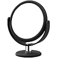 Danielle Creations 6.75-Inch Portable Two-Sided Vanity Round Vanity Makeup Mirror, No-Slip Soft Touch with 360 Rotation, 12x Magnification, Midnight Matte Black