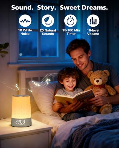 Dawn Simulator Light Alarm Clock, Alarm Clock with 7 Ringtones, 30 Natural Sounds Snooze, Timer, Morning Alarm Clock on LED Bedside Lamp, 10 Brightness Levels Night Light for Children Adults