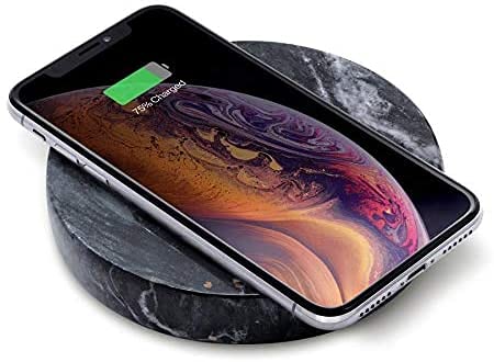 Einova Wireless Charging Stone, Wireless Smartphone Charging Compatible with Qi Devices iPhone 12/11/11 Pro/XS/XS Max/8/8 Plus/AirPods/AirPods Pro/Samsung Galaxy S20/S10/Galaxy S9/S9Plus, Black Marble