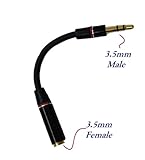 D & K Exclusives® Black 3.5mm Headphone Extender Adapter Jack for iPhone 4, 4G, 5, 5S 5C Samsung Galaxy S3, S4, Note 2, Note 3, iPad,Tablets