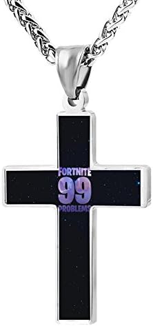 BlingDi Cool Design Fort-nite 99 Problems Zinc alloy Religious Cross Pendant Necklace