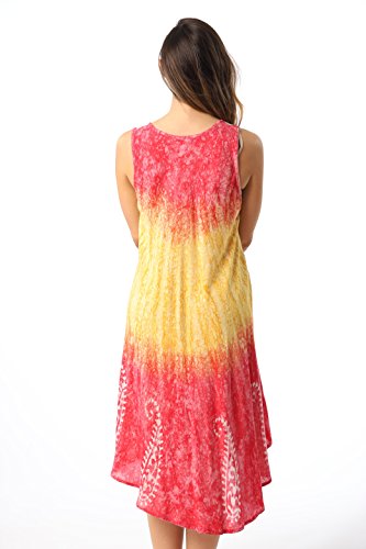 Riviera Sun Rayon Crepe Marble Sleeveless Umbrella Dress 21839-MUL-M - Thumbnail 3