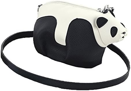 Oudy Womens Mini Panda Shopping Bag PU Leather Shoulder Handbag Black/White
