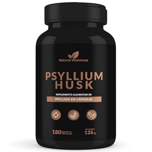 Psyllium Husk, Suplemento Alimentar de Psyllium em Cápsulas, 180 Cápsulas de 700 mg