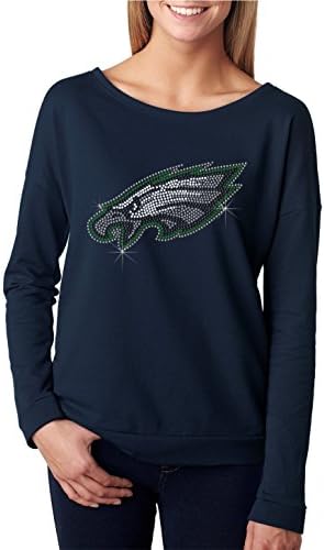 bling rhinestone "Eagles " Next Level Terry Long Sleeve Scoop . Crystal Heat Transfer motif apparel.ndk2218