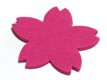 Amazon 桜の花びらフェルトコースター ワイン 濃いピンク 5枚セット