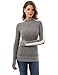 PattyBoutik Women Mock Neck Raglan Long Sleeve Sweater (Gray and Ivory Medium)