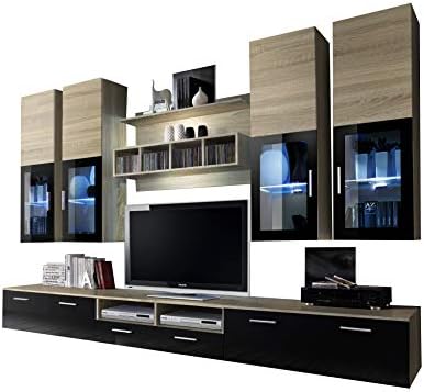 Concept Muebles Presto Modern Wall Unit/Entertainment Centre/Spacious and Elegant Furniture/TV Cabinets/TV Stands for Modern Living Room (Sonoma Oak)