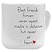 InterestPrint White Ceramic Best Friends Long Distance Heart-shaped Travel Coffee Mug Cup with Sayings, Best Friends Forever Never Apart Coffee Mug Mom Funny Unique Birthday Mother's Day Gifts