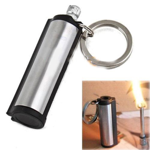 New Permanent Match Striker Lighters w Key Chain Silver