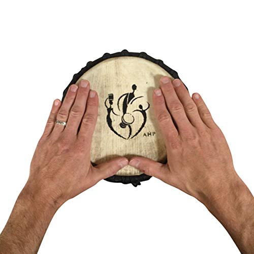 Hand-carved African Djembe Drum - Solid Wood, Goat Skin - Made in Ghana - 8x16
