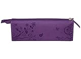 Pierre Belvedere Executive Line Embossed Pen and Pencil Pouch, Organic Flowers, Purple