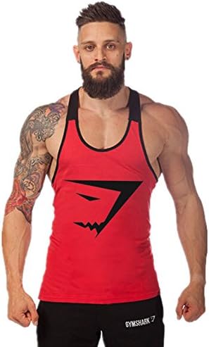 Men's Bodybuilding Vest Muscle Movement Printing Fitness Gym Vest (XXL, Red2)