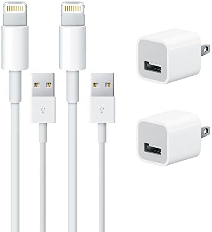 OQOE iPhone charger and wall charger set of two. 2 Charging/Sync cables and 2 wall chargers. 1 meter/3.3 Ft. cords and 1 amp wall chargers. For iPhone, iPad, iPod with 8 pin connections.