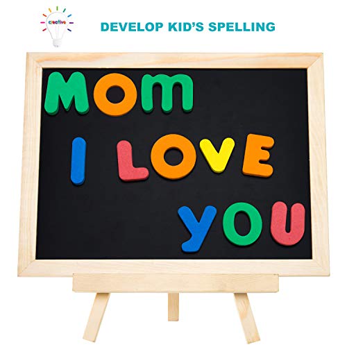 TEPSMIGO Magnetic Letters and Numbers with Board for Kids Preschool- 133 Pieces Foam Fridge Alphabet Magnets, Educational Dry Erase Whiteboard  Chalkboard for Toddlers Writing Drawing