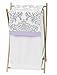 Baby/Kids Clothes Laundry Hamper for Lavender, Gray White Damask Print Elizabeth Bedding Collection