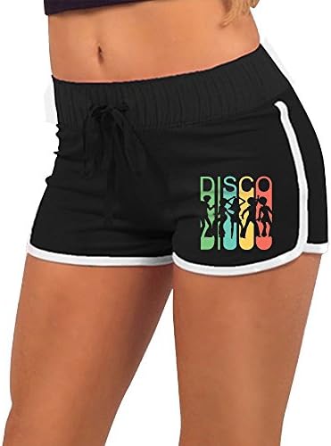 Vintage Retro 1970's Style Rainbow Disco Dancers Summer Pants Women Mini Running Fittness Lounge Shorts Low-Waist