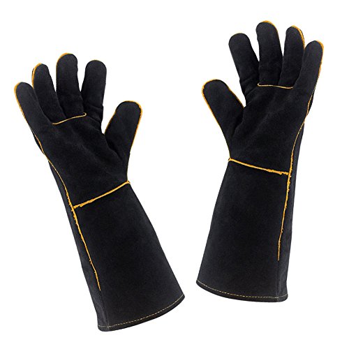 Welding Gloves Extreme Heat Resistant - BBQ Grill Baking Gloves Oven Mitts Cowhide Welder Gloves - Wear Resistant Durable - Perfect for Fireplace, Oven, Welding, Stove, Mig, Gardening - Thumbnail 7