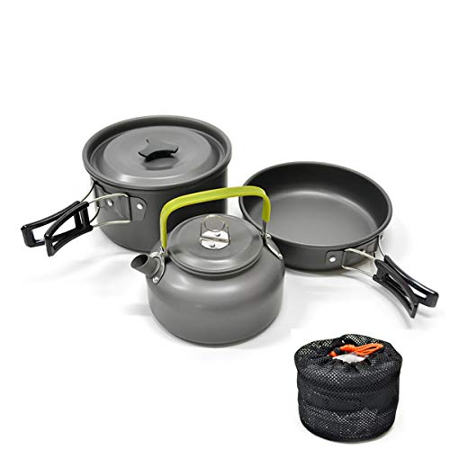 Yilan Trade Camping Compact Aluminum Pot Frying Pan Kettle Set Tea Pot