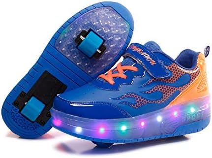 Unisex Kids Boys Girls LED Trainer,LED Roller Skates Shoes,7 Colors Double Wheels, Retractable/Lightweight Low-Top Outdoor Sports Cross Shoes Gymnastic Running Sneakers
