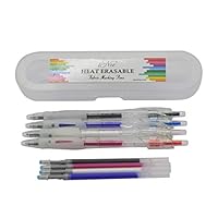 iNee Retractable Heat Erase Fabric Marking Pens with 4 Free Refills, 4 Colors Pack(Black/Blue/White/Red)