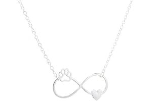 QIAN0813 Fashion Love Heart Cat Dog Puppy Paw Print Necklace for Women Personalized Infinity Symbol Chain Necklace
