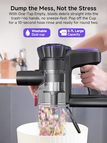 MONSGA Cordless Vacuum Cleaner, 45KPa Stick Vacuum for Home, 50Mins Anti-Tangled Vacuum Cleaner with Charging Dock, Light-Weighted Handheld Vacuum for Pet Hair/Carpet/Floor, MV3