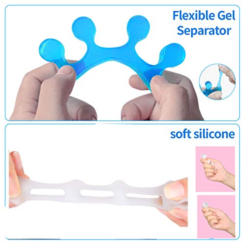 Bunion Corrector/Toe Separators Gel Hammer Toe Spacers for Men Women, BUVE Nail Pedicure Tools for Toe Relaxing Correct Streightener - Blue (2 pairs, white blue)