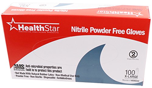 image for Healthstar Anti-microbial Nitrile Glove, Medium, Disposable, Powder Fr