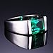 Jewelrypalace Men's 2.34ct Square Created Green Nano Emerald 925 Sterling Silver Ring Size 8