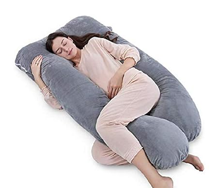 PETITUDE Stylish-Multifunctional U Shape Pillow/Pregnancy Pillow/Full Body Pillow with Jersey Cotton Cover for Pregnant Women