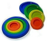 Set of 8 Reusable Silicone Food Saver by Pack-A-Meal (2 Sm Orange; 2 Med Yellow; 2 Lg Green; and 2 X-Lg Blue)