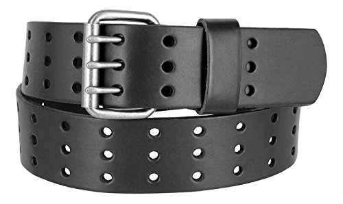 BS200 Three Hole Genuine Leather Casual Jean Belt-Black 1-3/4