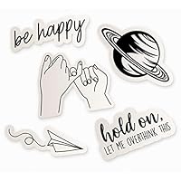 Cool Black and White Sticker Pack | 5 Pack Cool Aesthetic Vinyl Stickers | Black & White Hydroflask Stickers | Water Bottle Stickers | Made in US (Black & White)