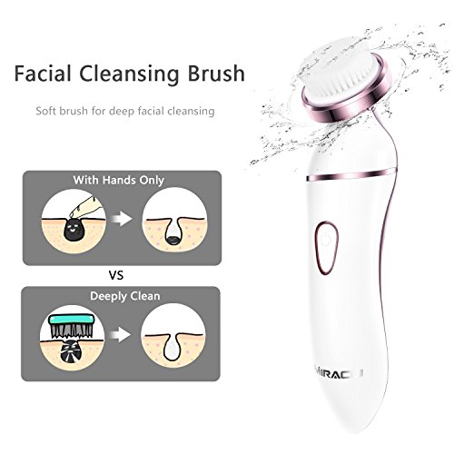 Miracu Women's Bikini Trimmer Electric Shaver Waterproof Rechargeable Cordless Ladies Electric Razor & Facial Cleansing Spin Brush for Exfoliating Skin Care, Wet & Dry Use - Thumbnail 3