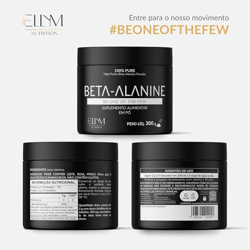 Beta Alanina Pura 300g ELLYM NUTRITION Performance Para Treino e Recuperação Muscular Pós Treino