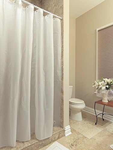 AZK Shower Curtain Liner Frost Privacy with Bottom Magnets with Reinforced Grommets, 72" H, White