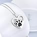 S925 Sterling Silver Puppy Dog Cat Pet Paw Print Love Heart Pendant Necklace 18 inches