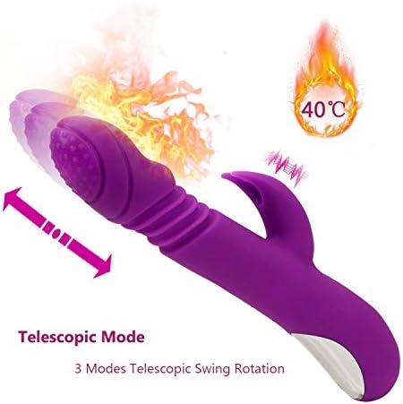 Rabbit Vibra-Tor Clitoris Stimulator Telescopic Heating Rod Rotating Stick S-E-X Toys for Woman Thrusting 7 Speed,Pink
