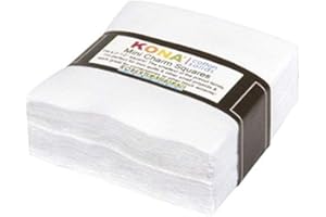 VNOST White Kona Solids Mini Charm Pack; 84 100% Cotton 2.5" Precut Fabric Quilt Squares