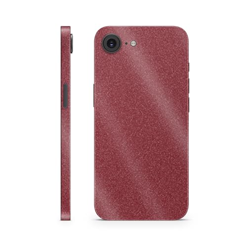 Glossy Glitter Phone Skin Compatible with Apple iPhone 16e - Solid Burgundy - P…
