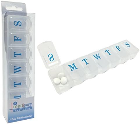 MEDISURE 7 DAY WEEKLY CLEAR HANDY BRAILLE SECURE REUSEABLE PILL TABLET BOX CASE HOLDER ORGANISER (MS02528) by Medisure
