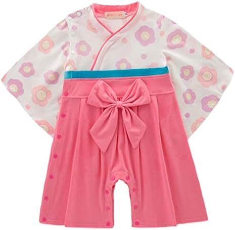 メイルオーダー ふく福 可愛い 綿 ベビー着物 袴風 キッズ 男の子 カバーオール ロンパース 女の子赤ちゃん用 着物 和服